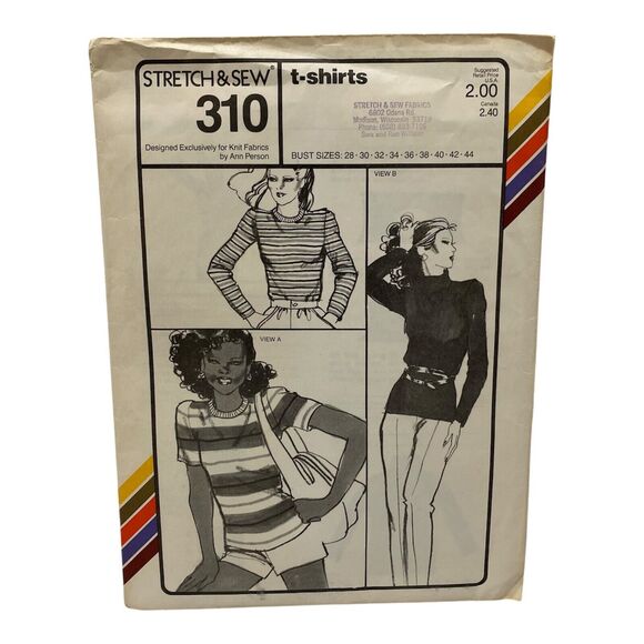 1979 Stretch and Sew T-Shirts Design Patterns by Ann Person - Picture 1 of 9